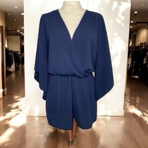 Charlotte Russe Surplice Romper Navy Blue Medium